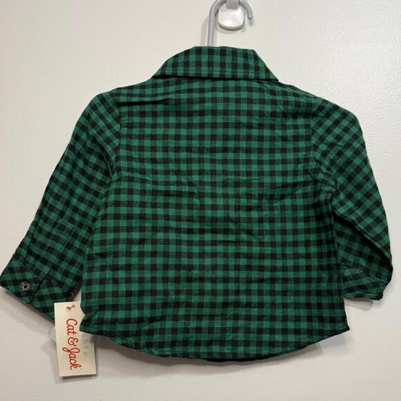 Cat & Jack 6-9 Month Green Flannel - Picture 2 of 2